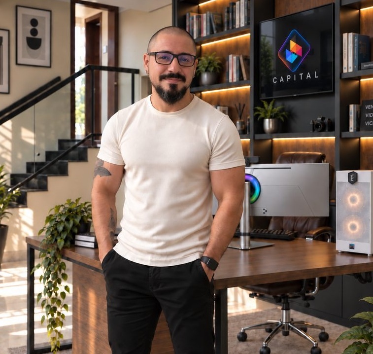 Bruno, fundador da Capital, no escritório